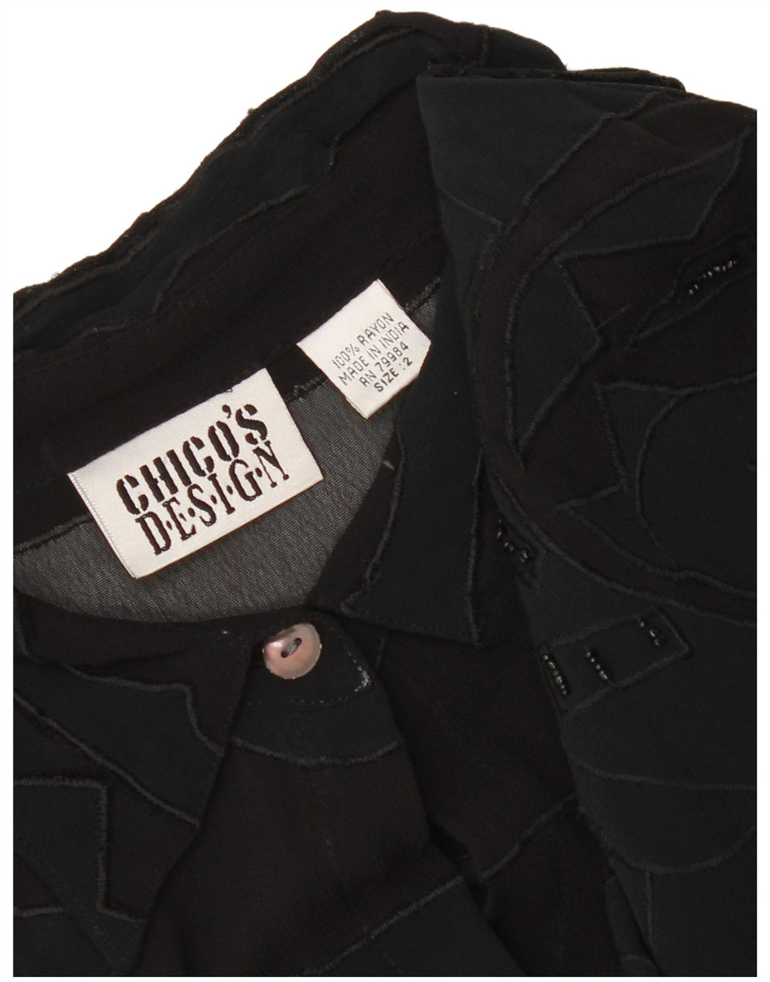 Chico's skjortekjole til kvinder UK 14 Medium Black Geometric Rayon