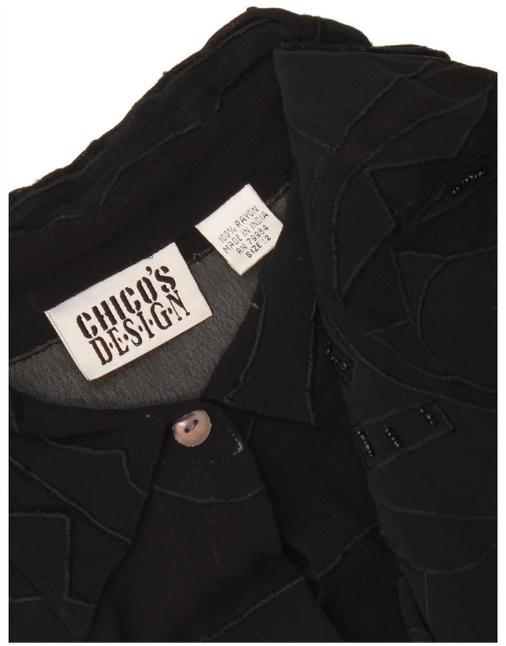 Chico's skjortekjole til kvinder UK 14 Medium Black Geometric Rayon