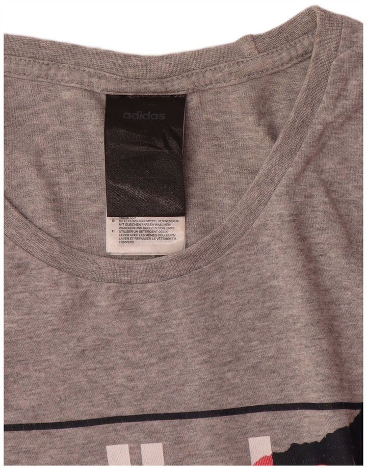 Adidas Herre Grafisk T-Shirt Top Lille Grå Bomuld