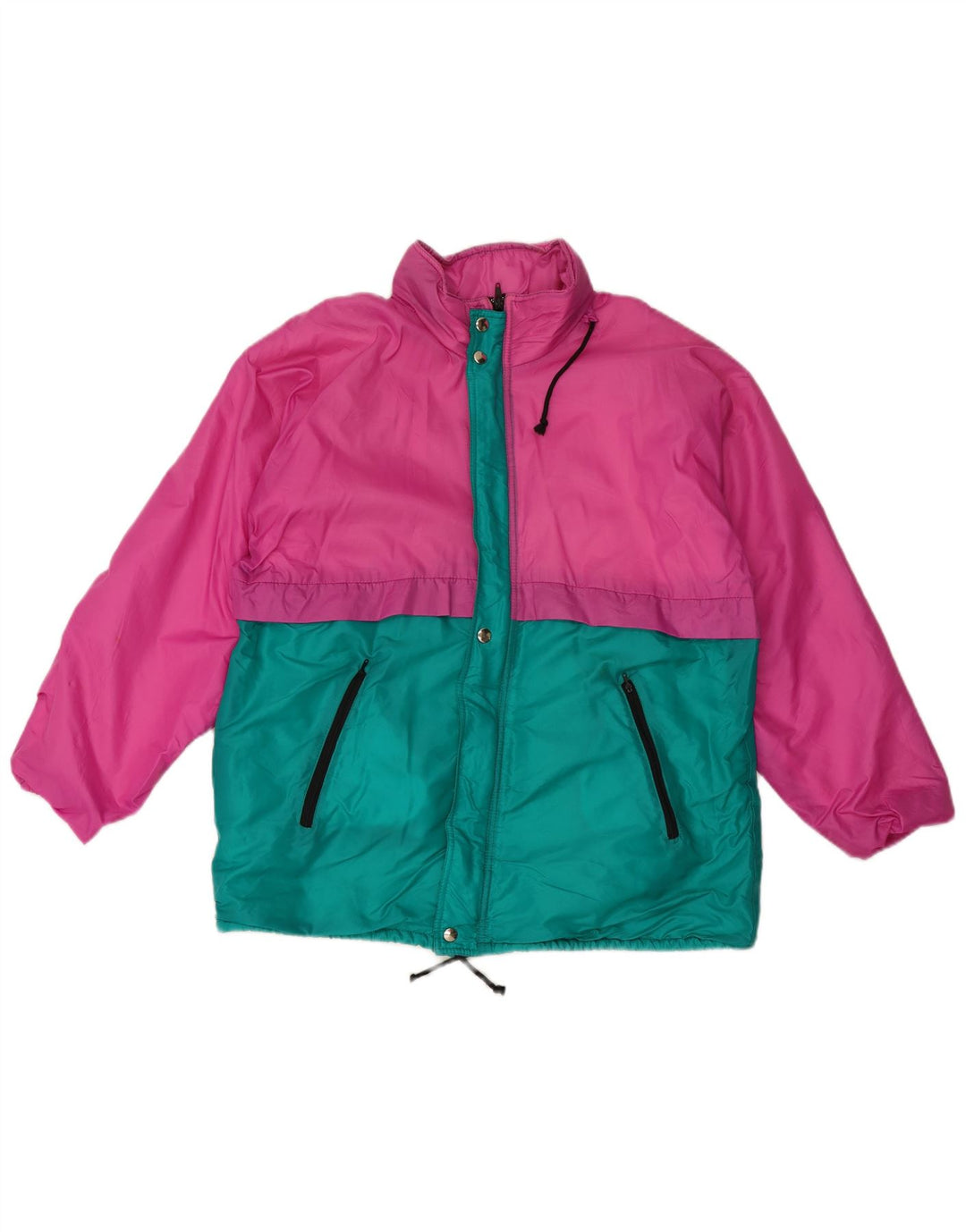 Vintage Regnjakke til mænd UK 38 Medium Pink Colourblock Polyester