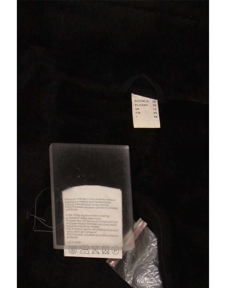 Vintage Sherpa-overfrakke til kvinder UK 12 Medium Black Polyester