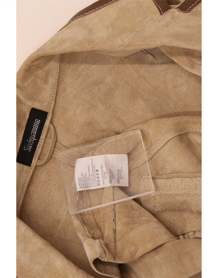 Sinequanone Dame 3/4 ærmet ruskind Bolero jakke IT 42 Medium Beige