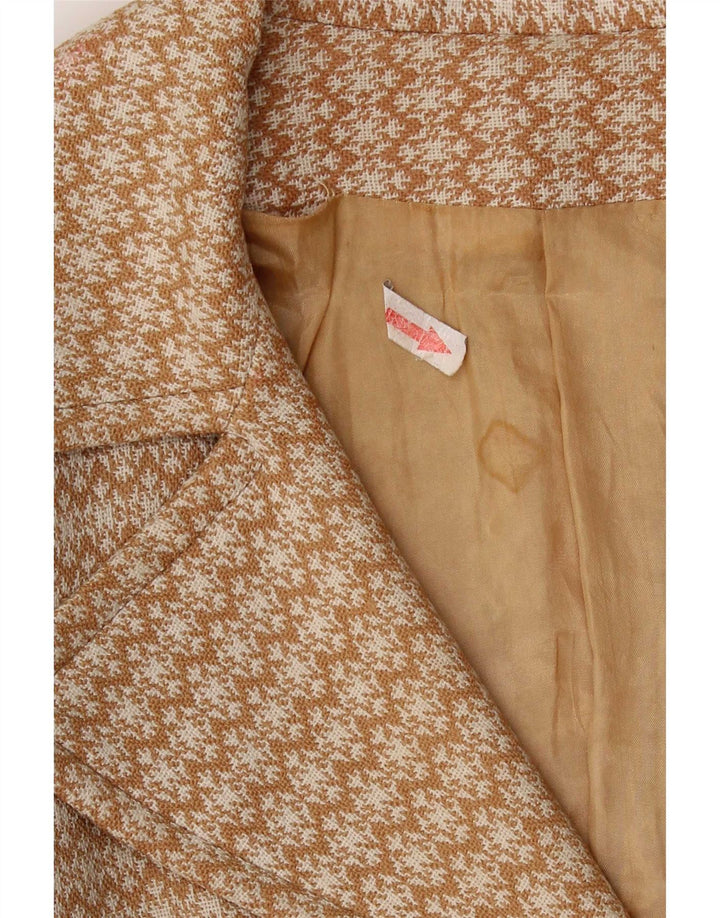 Vintage overfrakke til kvinder UK 10 Lille Beige Geometrisk