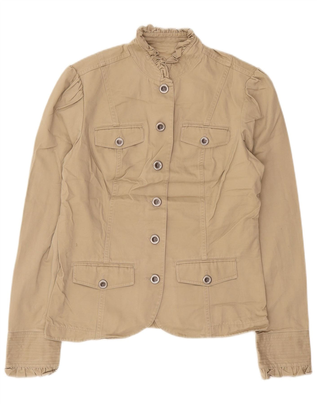 Eddie Bauer Dame Høj Blazer Jacket UK 12 Medium Beige Bomuld