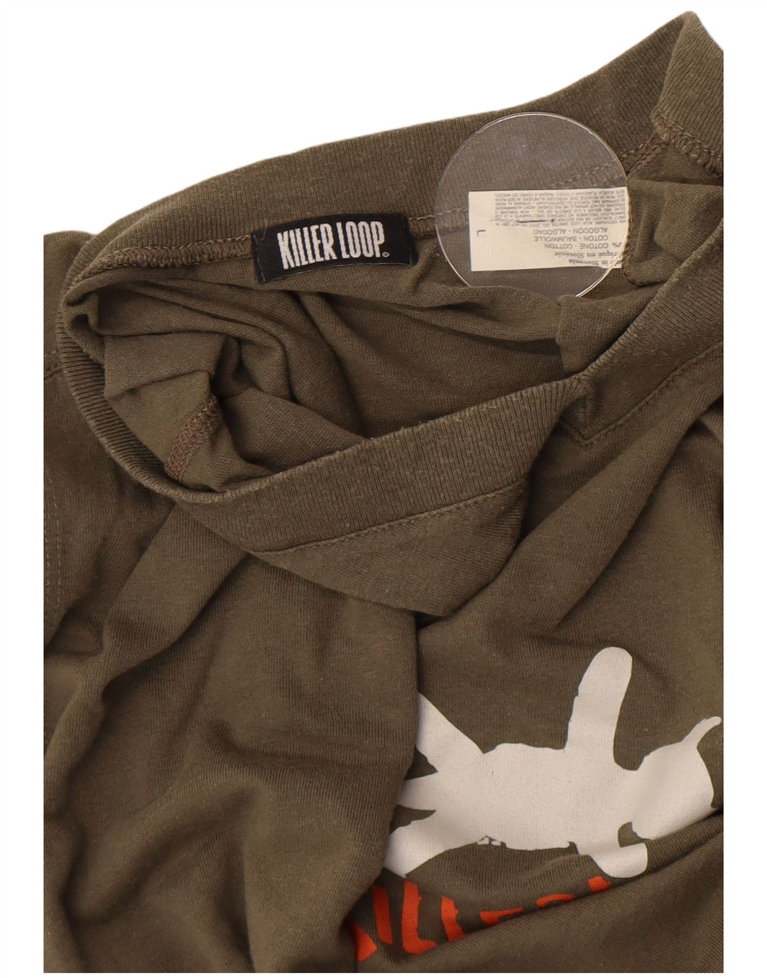 Killer Loop Herre Grafisk T-Shirt Top Stor Khaki Bomuld