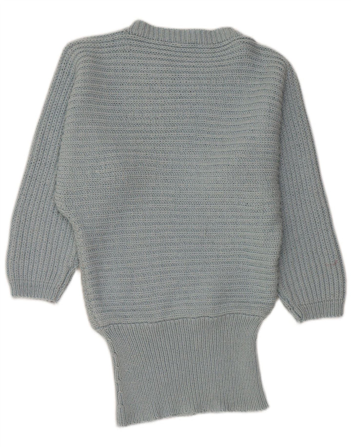 VINTAGE Dame Batwing Boat Neck Jumper Sweater UK 14 Medium Blue