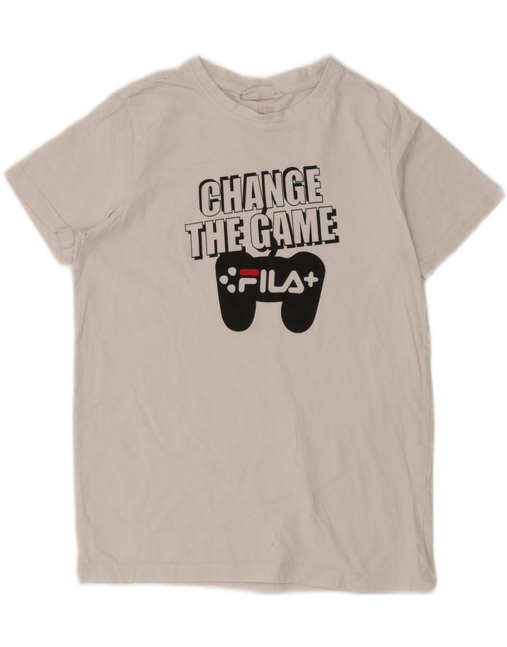 FILA Boys Graphic T-Shirt Top 13-14 Years White Cotton