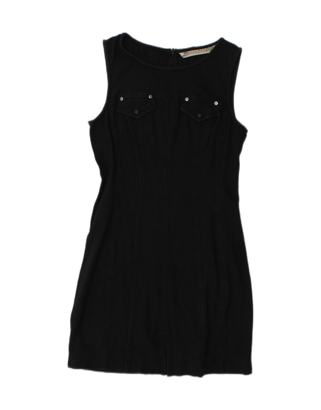 KRIZIA JEANS Womens Sleeveless Sheath Dress IT 42 Medium Black Cotton