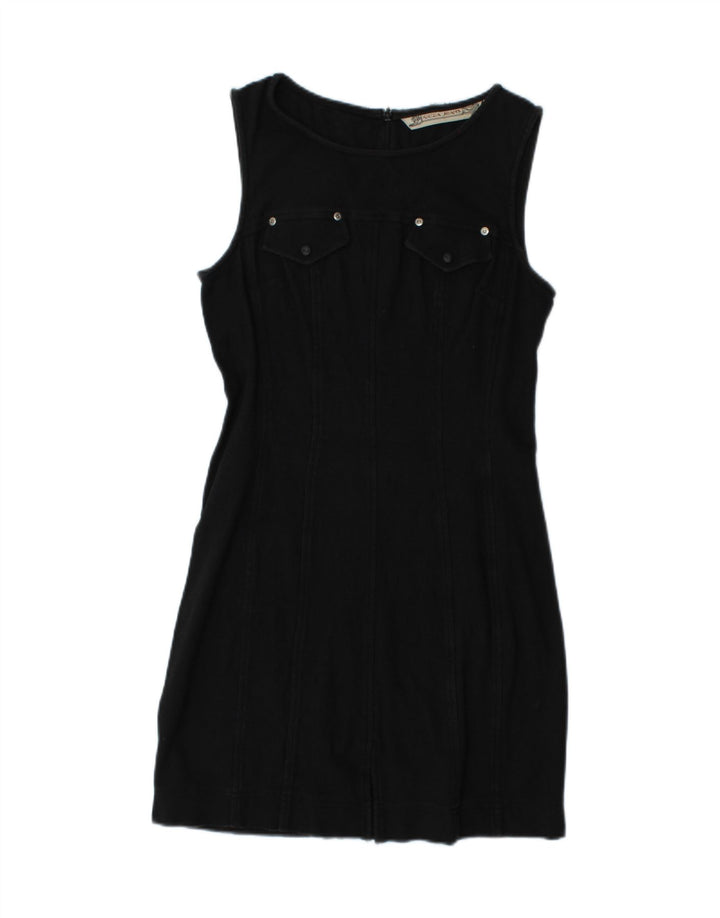 KRIZIA JEANS Womens Sleeveless Sheath Dress IT 42 Medium Black Cotton