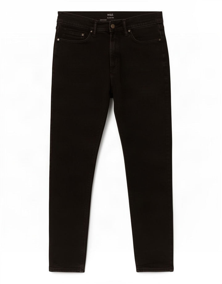 Marks & Spencer Herre Slim Jeans W30 L29 Sort Bomuld