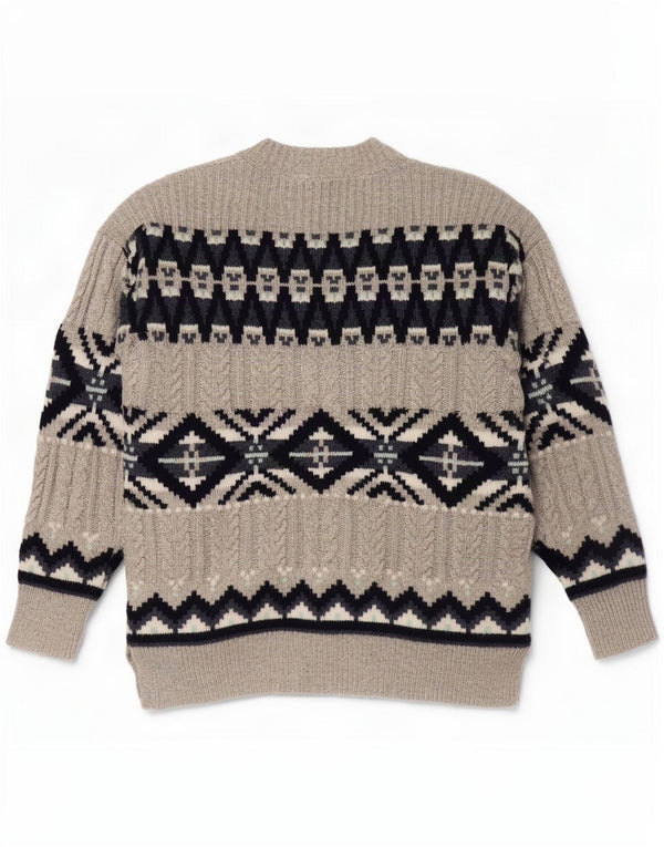 Marks & Spencer Dame Cardigan Sweater UK 14 Medium Grey Fair Isle