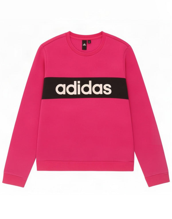 Adidas Dame Grafisk Sweatshirt Jumper UK 12/14 Medium Pink Colourblock
