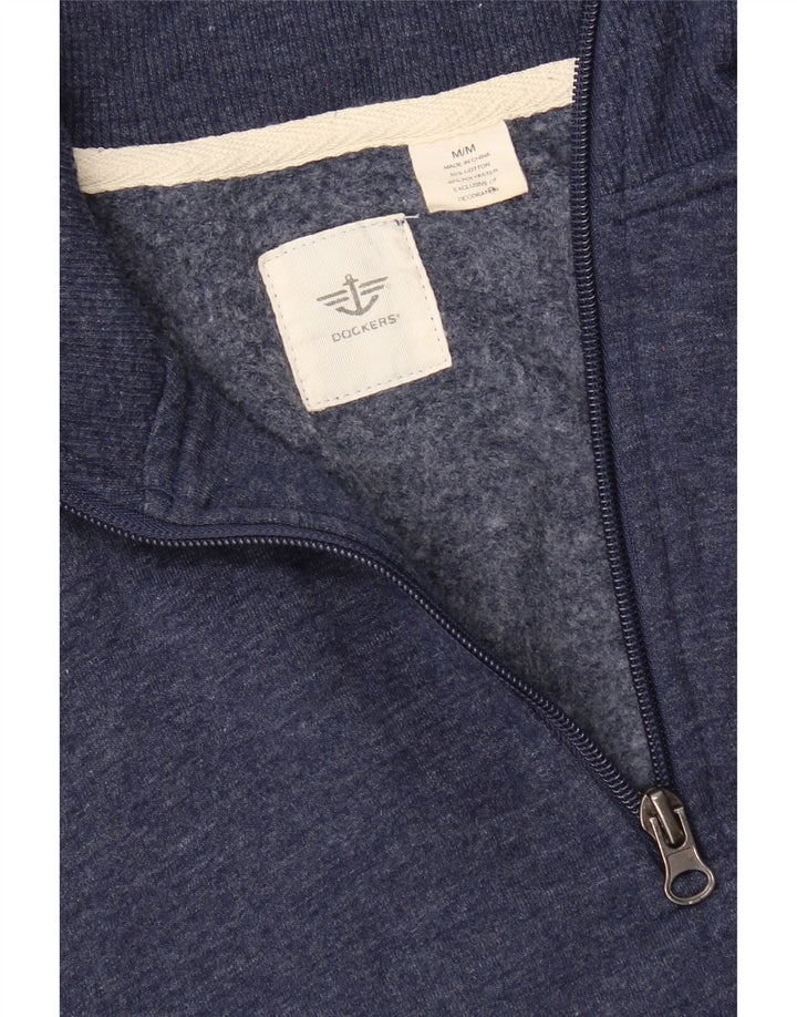 DOCKERS Mens Zip Neck Sweatshirt Jumper Medium Navy Blue Cotton Vintage Dockers and Second-Hand Dockers from Messina Hembry 