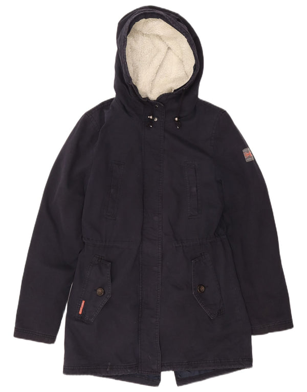 SUPERDRY Womens The Rookie Oversized Parka Jacket UK 6 XS Navy Blue