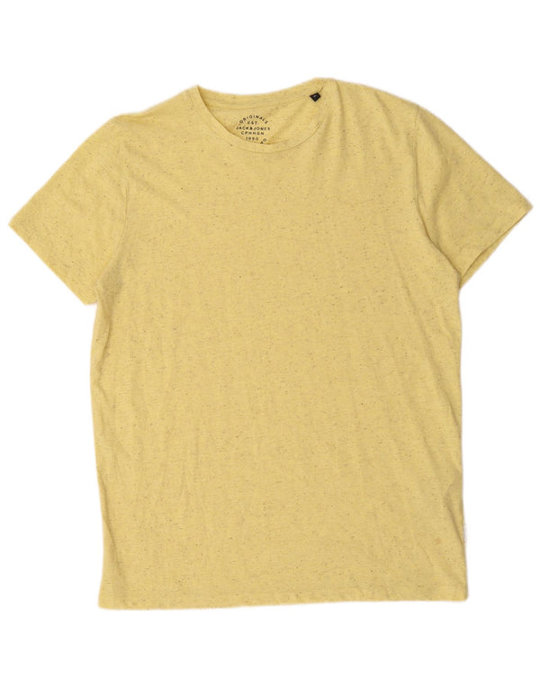 Jack & Jones Herre T-Shirt Top XL Gul Flecked Bomuld
