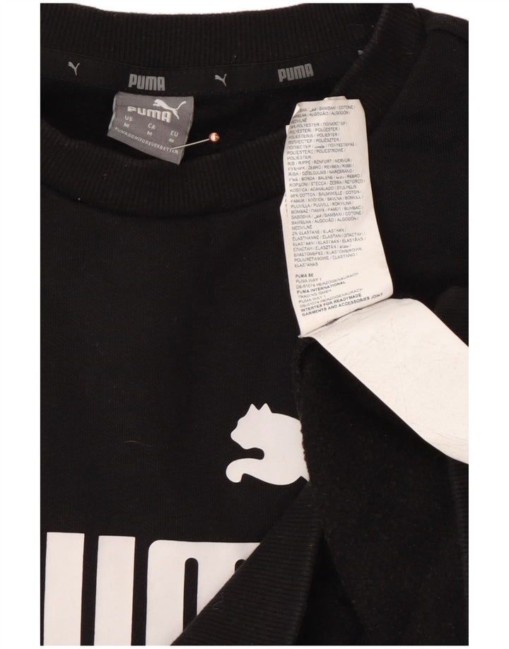 PUMA Graphic Sweatshirt Jumper UK 14 Medium Sort Bomuld