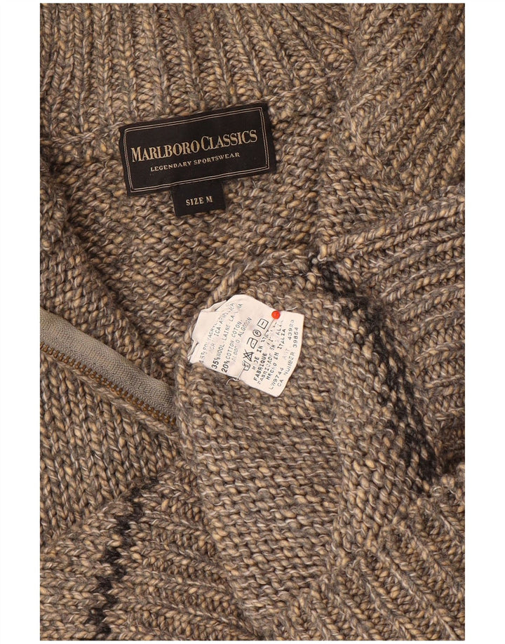 Marlboro Classics Herre Zip Neck Jumper Sweater Medium Grå Uld
