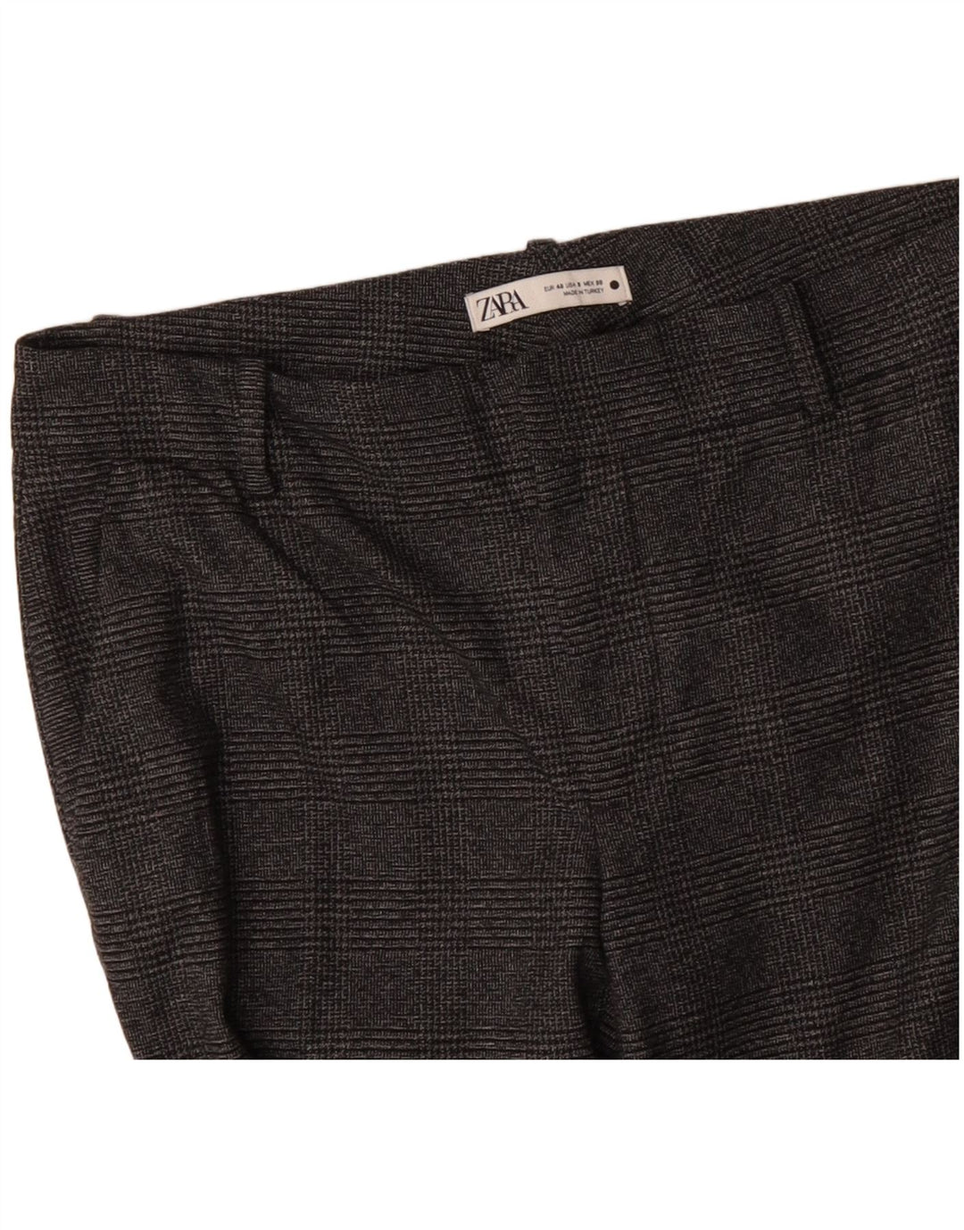 ZARA Slim Suit Bukser til kvinder EU 40 Medium W30 L29 Grå ternet polyester