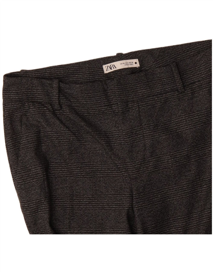ZARA Slim Suit Bukser til kvinder EU 40 Medium W30 L29 Grå ternet polyester