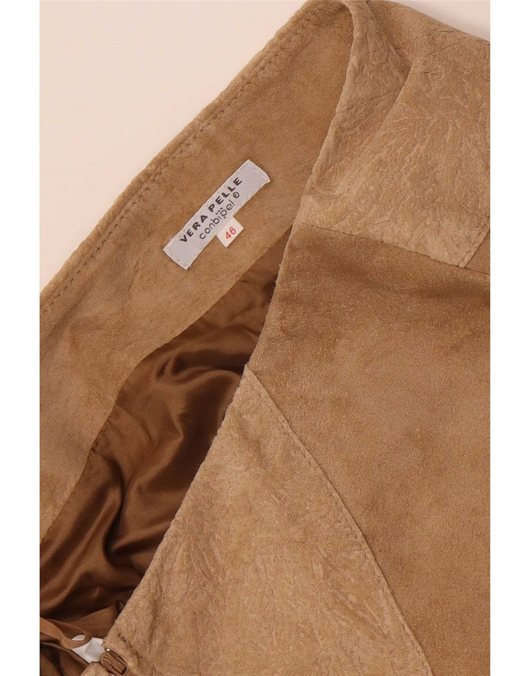 Vintage dame ruskindsnederdel IT 46 Large W30 Beige Læder
