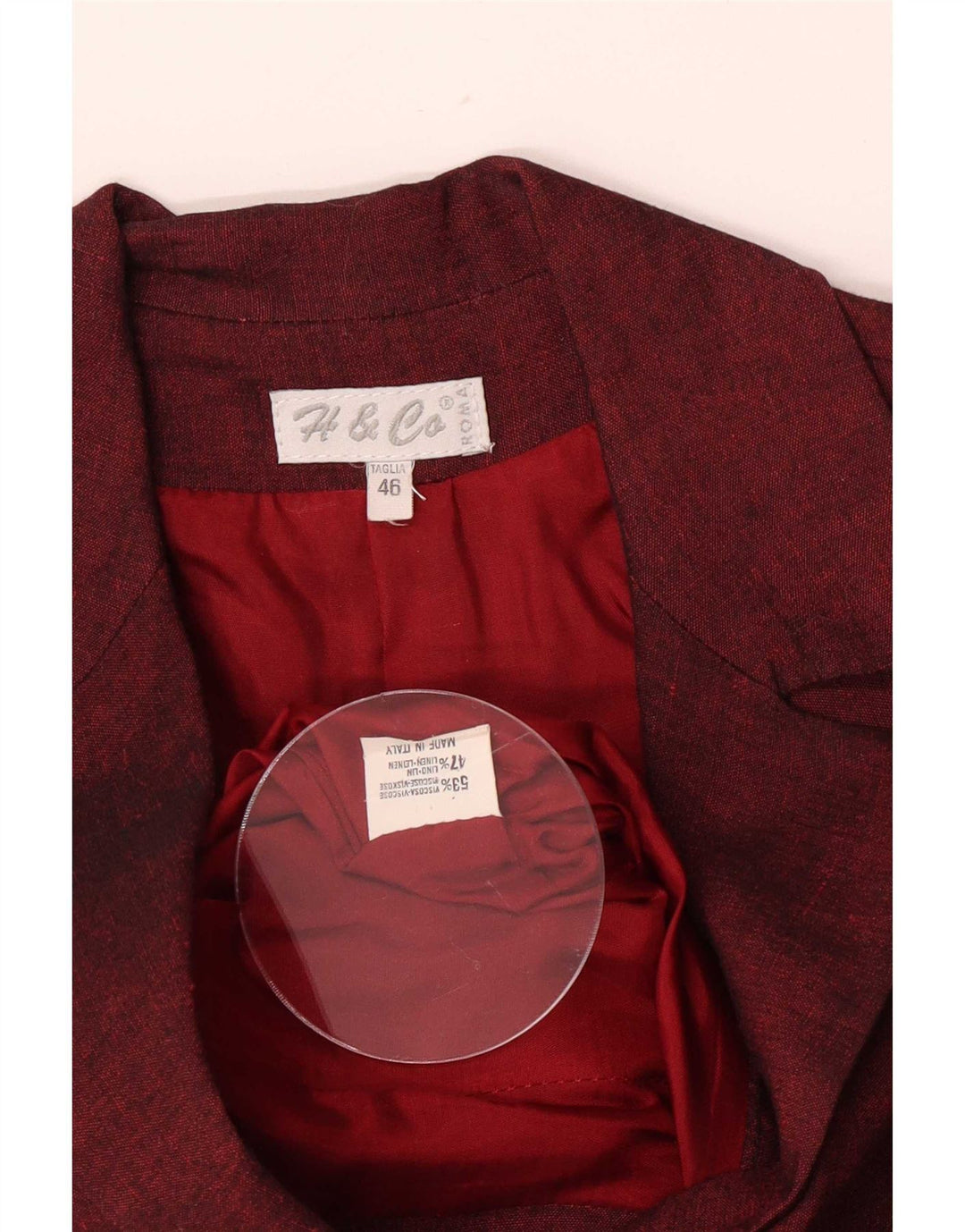 Vintage Dame 2-knaps Blazer Jacket IT 46 Large Burgundy Viscose