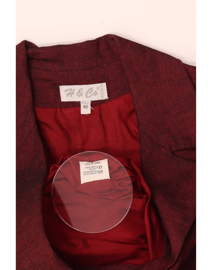 Vintage Dame 2-knaps Blazer Jacket IT 46 Large Burgundy Viscose
