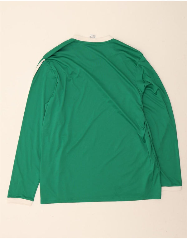 Adidas Mens Climalite Top Long Sleeve 2XL Green Striped Polyester