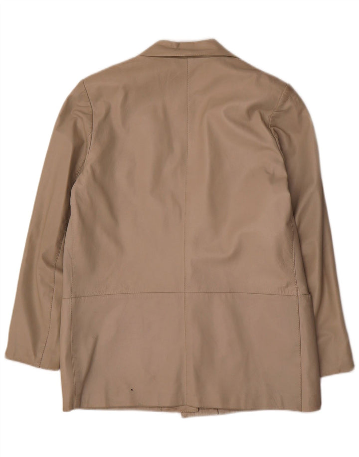 Vintage dame 1 knap læder blazerjakke IT 42 medium beige læder