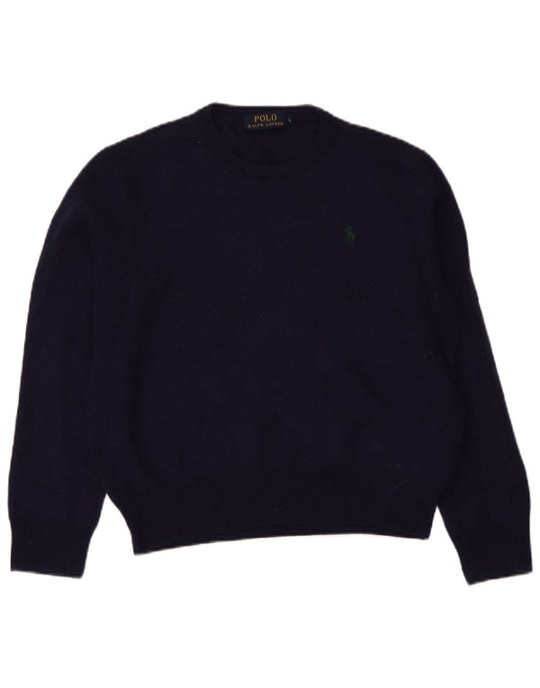 Polo Ralph Lauren Dame Crew Neck Jumper Sweater UK 14 Large Navy Blue