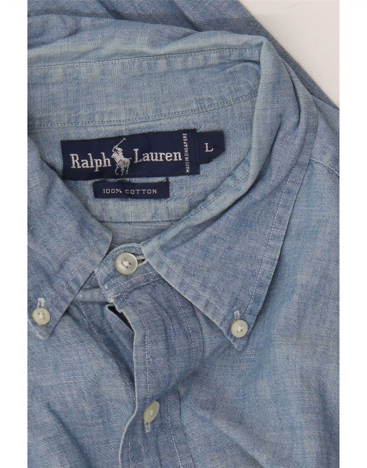 Ralph Lauren herreskjorte stor blå bomuld