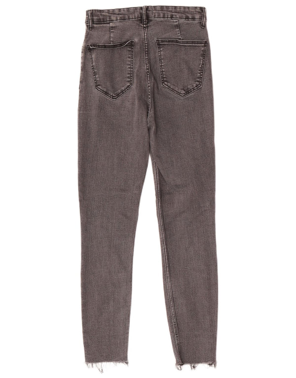 Zara Dame Crop Højtaljede Skinny Jeans EU 38 Small W28 L25 Sort Bomuld