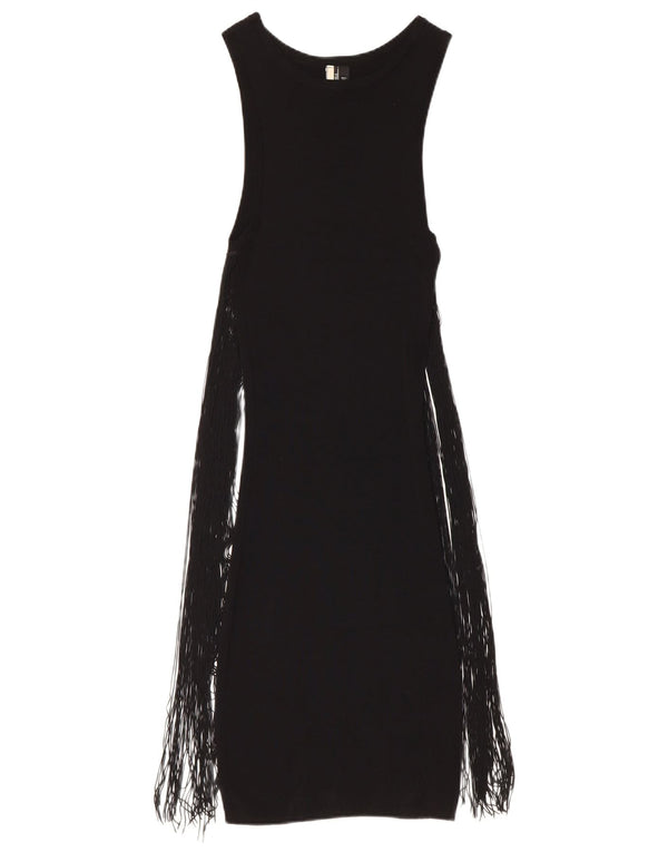 Topshop Dame ærmeløs Maxikjole UK 6 XS Sort Viscose