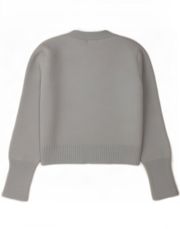 Zara Womens Crop Crew Neck Jumper Sweater UK 12 Medium Blue