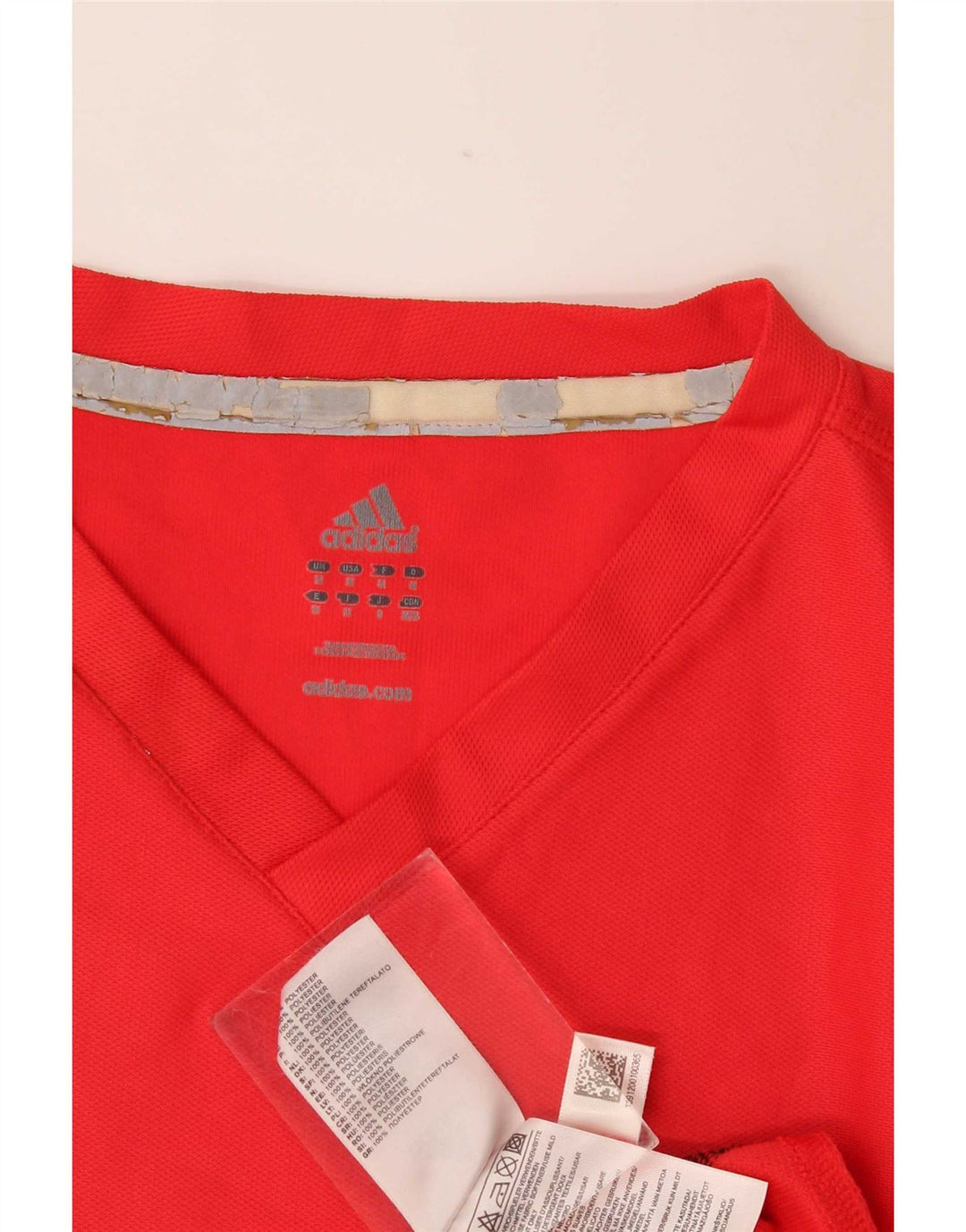 Adidas Herre T-Shirt Top Medium Rød Colourblock Polyester