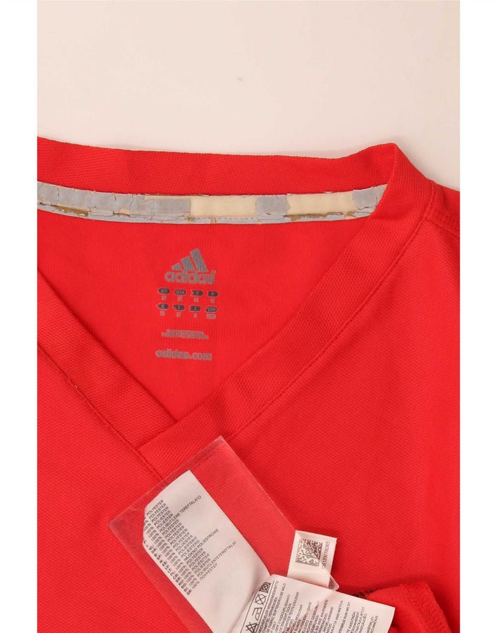 Adidas Herre T-Shirt Top Medium Rød Colourblock Polyester