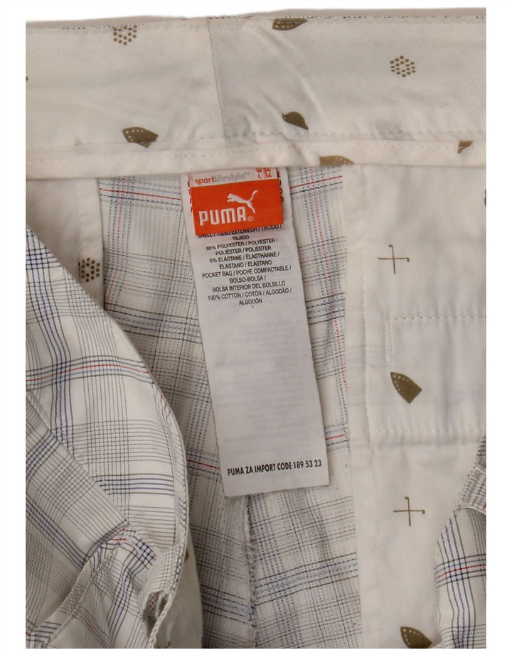 PUMA Slim Chino-bukser til mænd W34 L34 Hvid ternet polyester