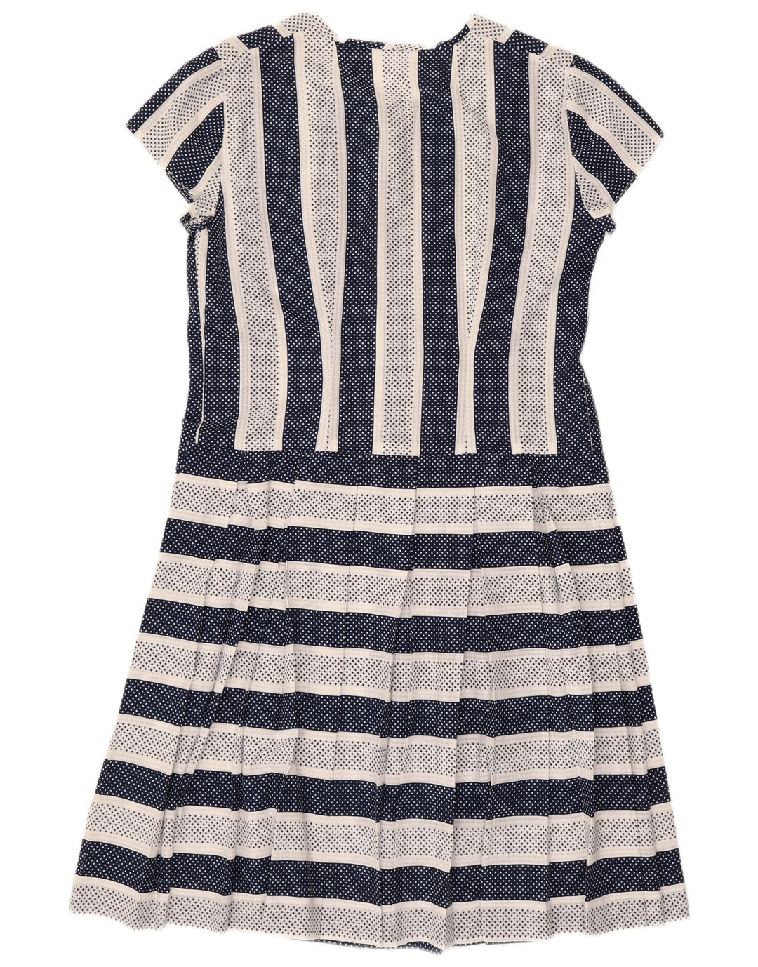 Vintage Dame A-Line Kjole UK 14 Medium Navy Blue Stribet