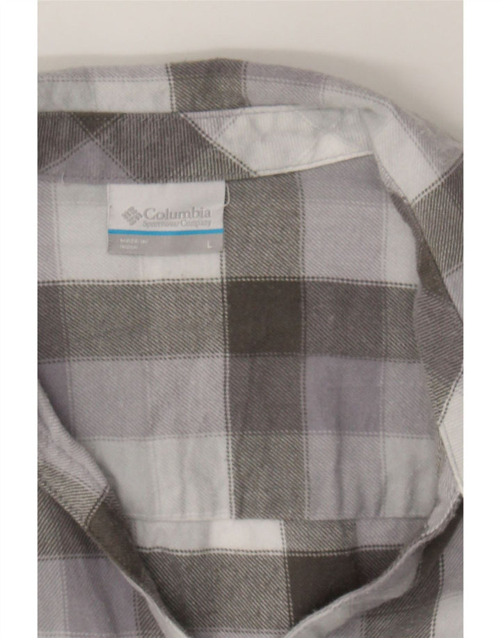 COLUMBIA Womens Flannel Shirt UK 16 Large Grey Check Cotton Vintage Columbia and Second-Hand Columbia from Messina Hembry 