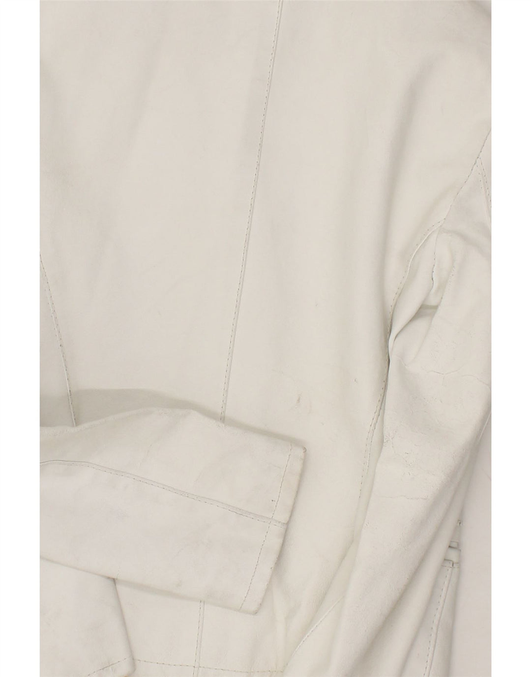 VINTAGE Womens 3 Button Leather Blazer Jacket UK 8 Small White Leather Vintage Vintage and Second-Hand Vintage from Messina Hembry 