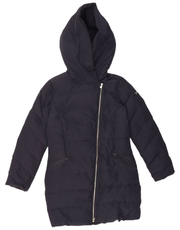 Armani Junior Piger Hætte Vatteret Frakke 13-14 År Navy Blue Polyester