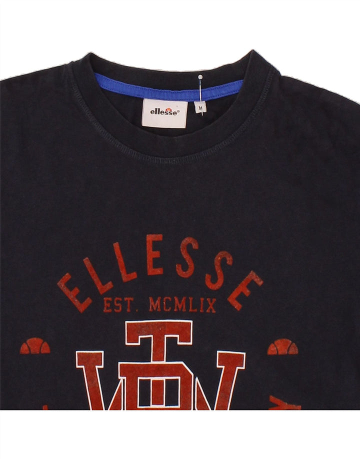 ELLESSE Mens Graphic T-Shirt Top Medium Navy Blue Vintage Ellesse and Second-Hand Ellesse from Messina Hembry 