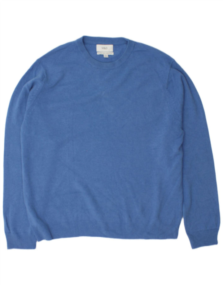 Marks & Spencer Herre sweater med rund hals 2XL blå uld