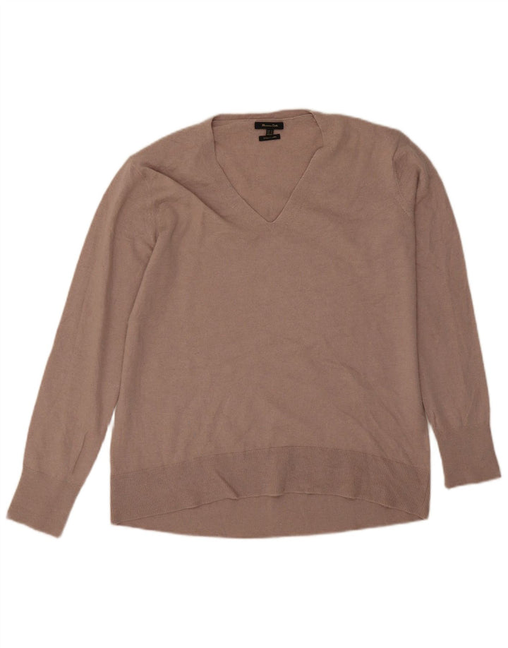 Massimo Dutti Dame Oversized V-hals sweater UK 6 XS Grå