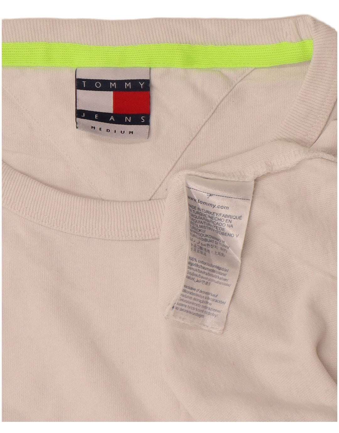Tommy Hilfiger Herre grafisk T-shirt Top Medium Hvid Bomuld