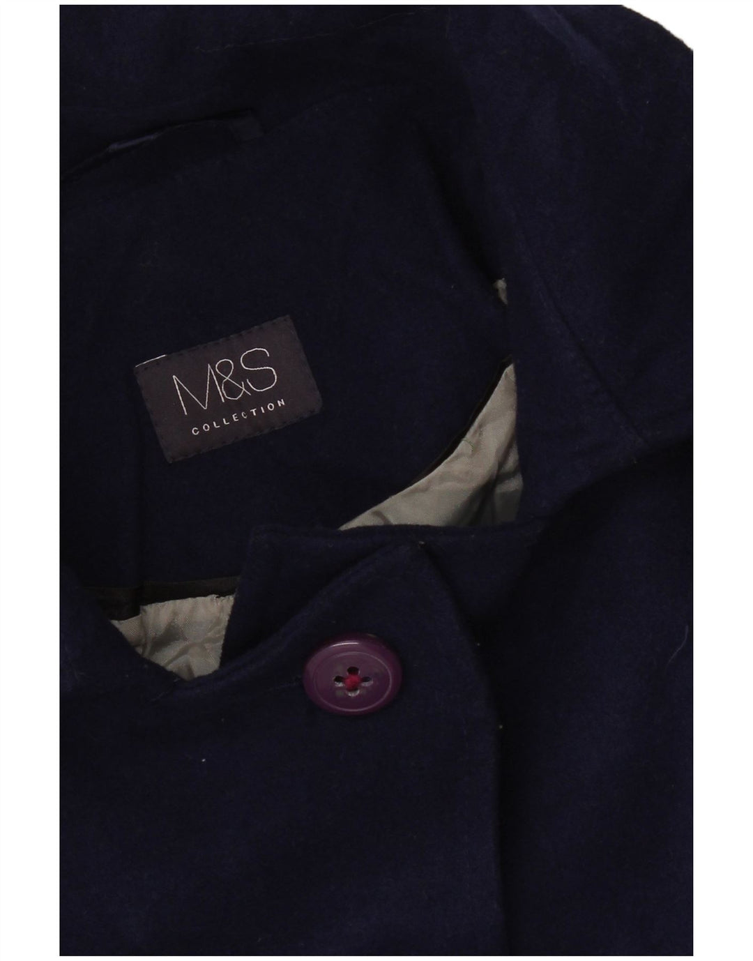 Marks & Spencer Dame Overfrakke UK 10 Small Navy Blue