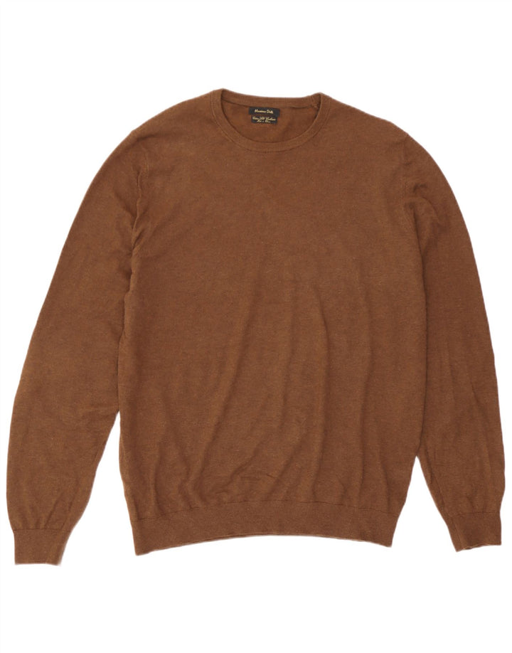 Massimo Dutti Herre sweater med rund hals, medium brun bomuld