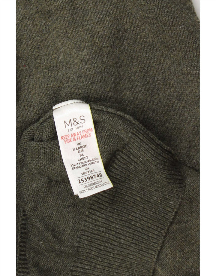 Marks & Spencer Herre sweater med rund hals XL Khaki Bomuld