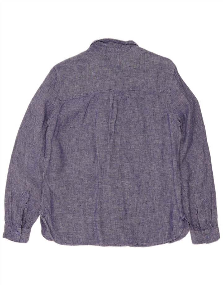 Marks & Spencer Dameskjorte UK 12 Medium Blue Linen