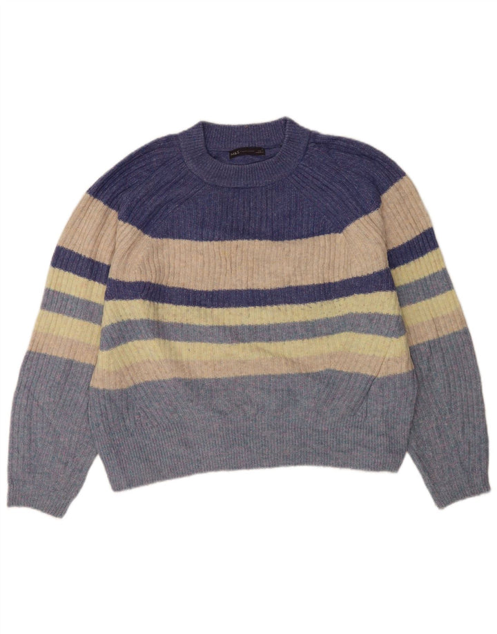 Marks & Spencer Dame sweater med rund hals DK 14 Mellem blå stribet