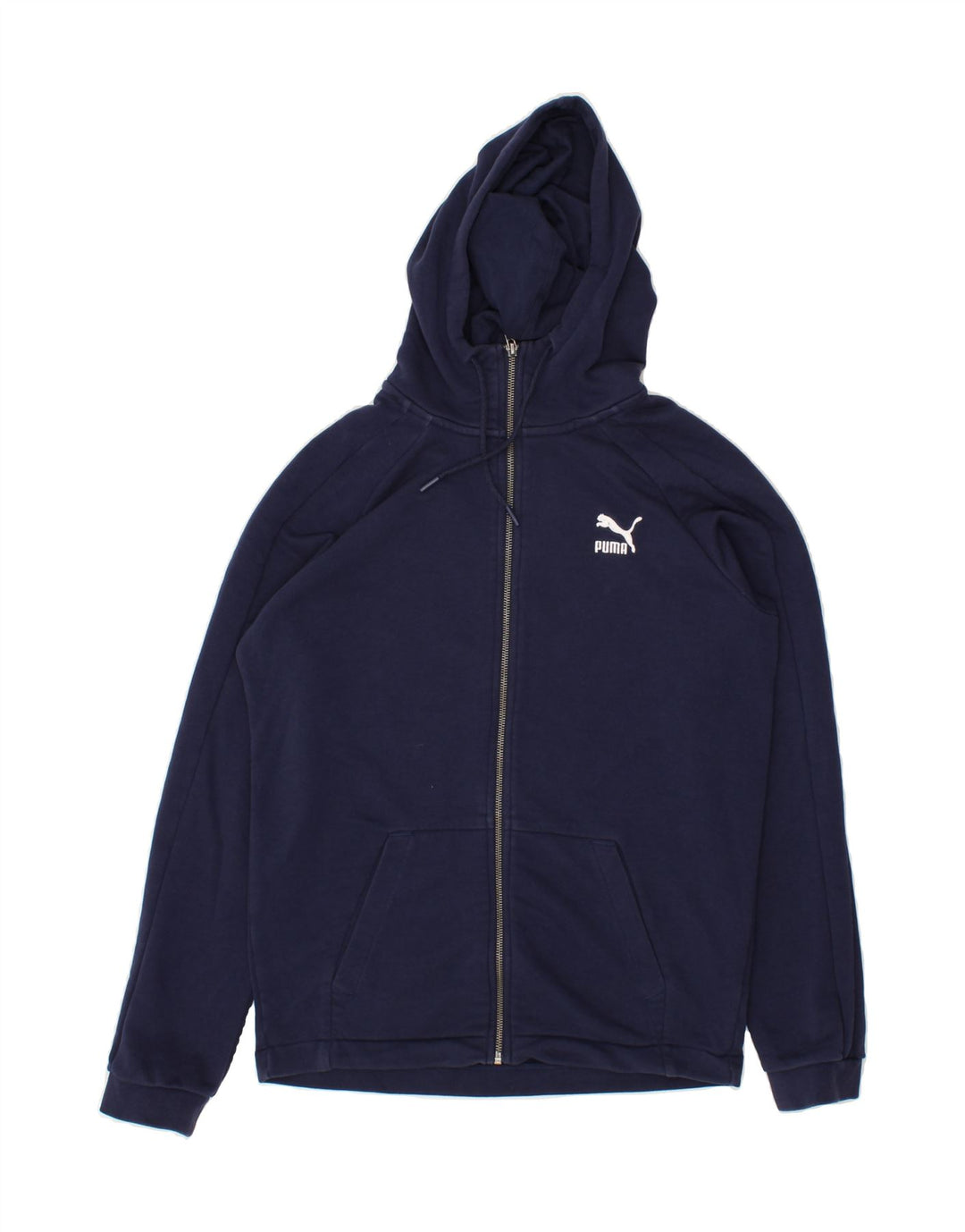 PUMA Mens Zip Hoodie Sweater Small Navy Blue Cotton Vintage Puma and Second-Hand Puma from Messina Hembry 